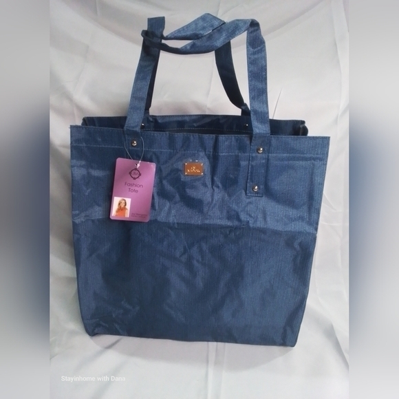 Nwt JM New York BLUE Denim Jean Large Beach / Shopper Tote Shoulder Bag - Picture 1 of 7